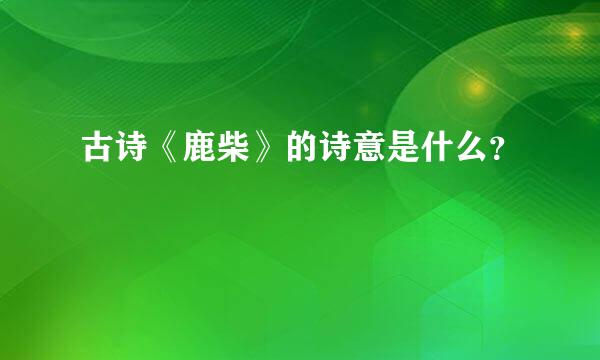 古诗《鹿柴》的诗意是什么？