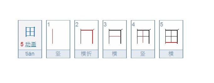 田的笔顺怎么写