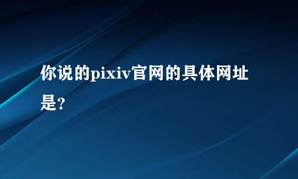 你说的pixiv官网的具体网址是？