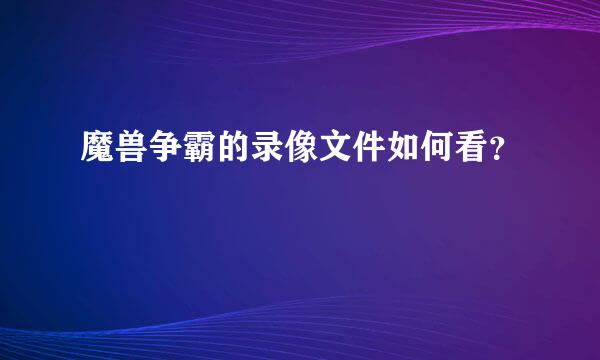 魔兽争霸的录像文件如何看？