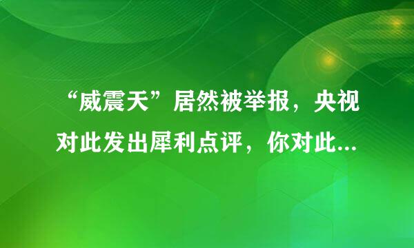 “威震天”居然被举报，央视对此发出犀利点评，你对此事有何见解？