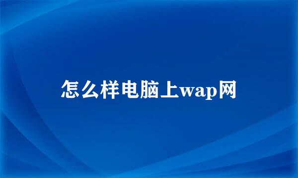 怎么样电脑上wap网