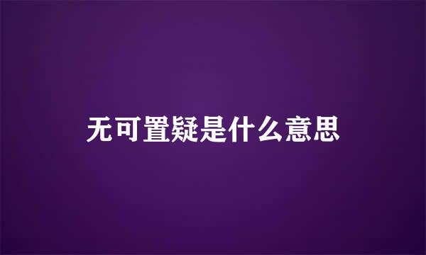 无可置疑是什么意思