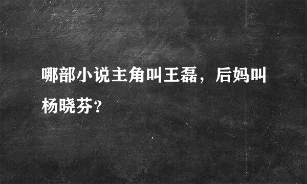 哪部小说主角叫王磊，后妈叫杨晓芬？