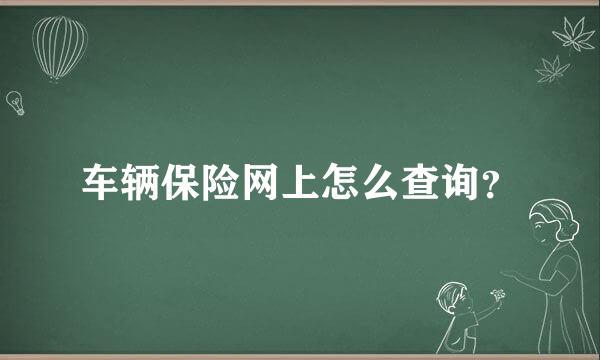 车辆保险网上怎么查询？