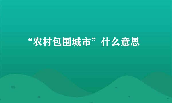 “农村包围城市”什么意思﹖