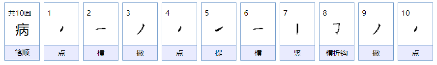 病字的笔顺