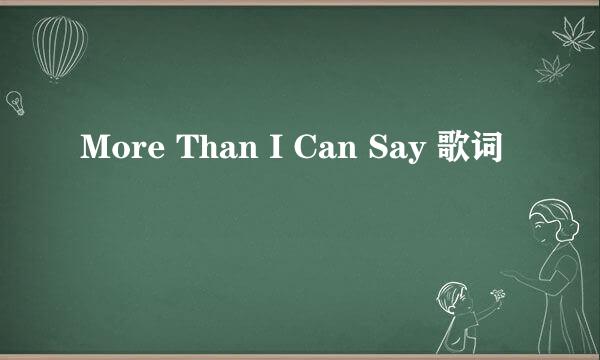 More Than I Can Say 歌词