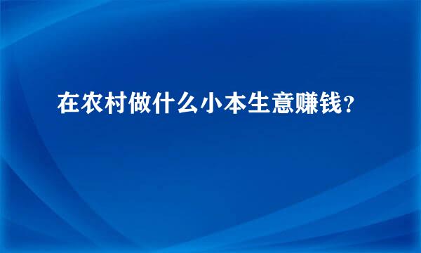 在农村做什么小本生意赚钱？