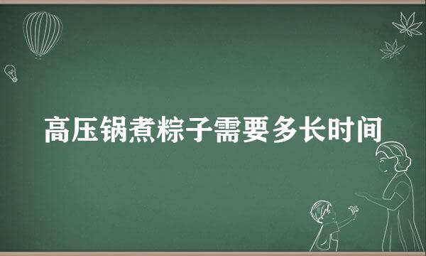 高压锅煮粽子需要多长时间