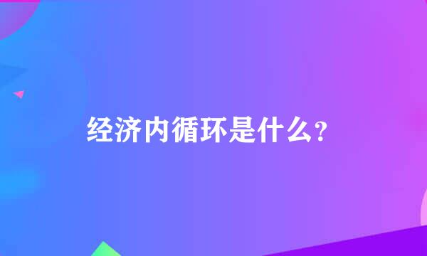 经济内循环是什么？