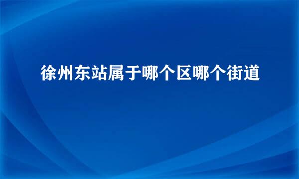 徐州东站属于哪个区哪个街道