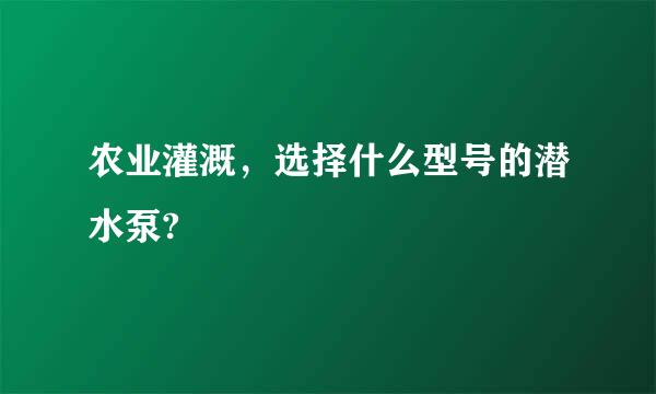 农业灌溉，选择什么型号的潜水泵?