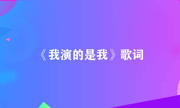 《我演的是我》歌词