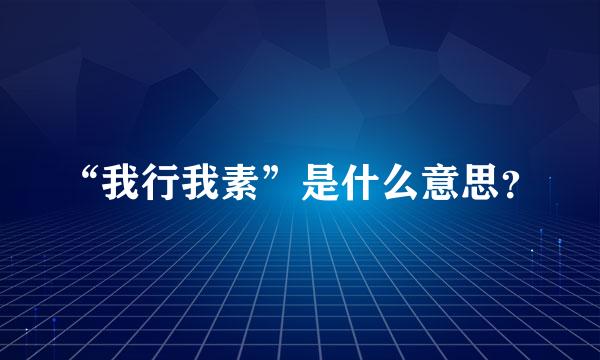 “我行我素”是什么意思？