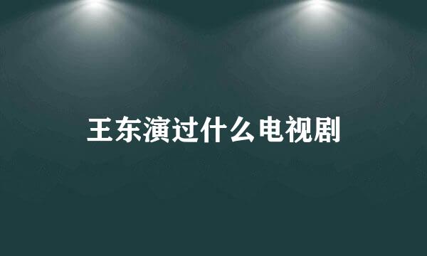 王东演过什么电视剧