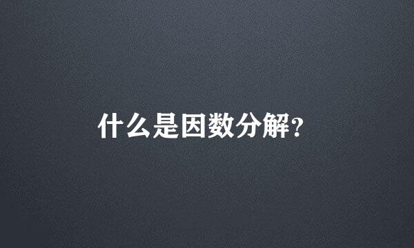 什么是因数分解？