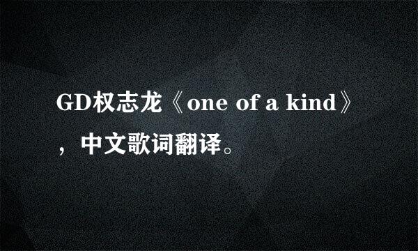 GD权志龙《one of a kind》，中文歌词翻译。