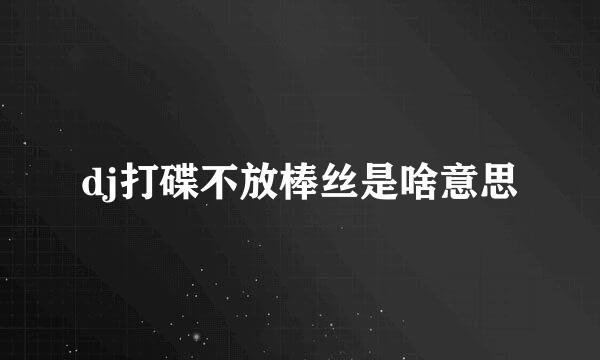 dj打碟不放棒丝是啥意思