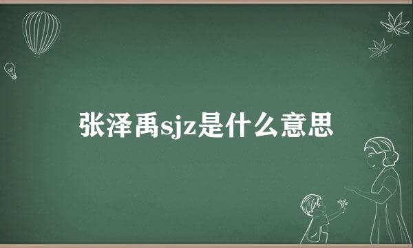 张泽禹sjz是什么意思