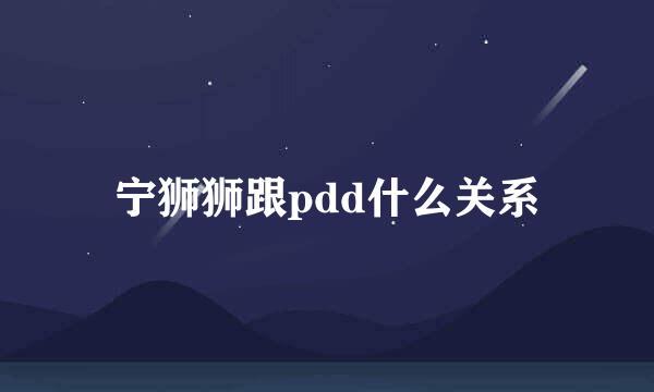 宁狮狮跟pdd什么关系