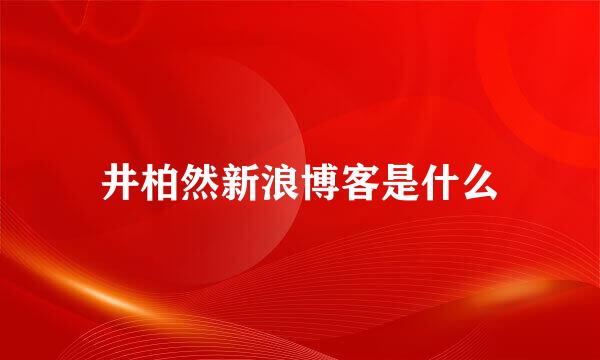 井柏然新浪博客是什么