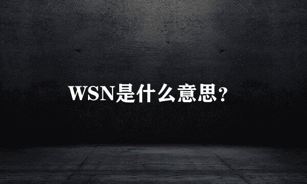 WSN是什么意思？