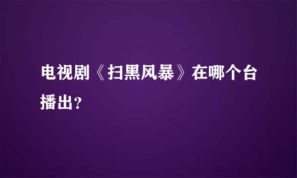 电视剧《扫黑风暴》在哪个台播出？