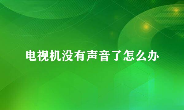 电视机没有声音了怎么办