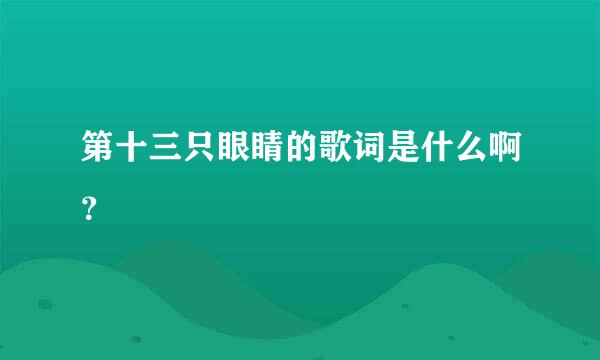 第十三只眼睛的歌词是什么啊？