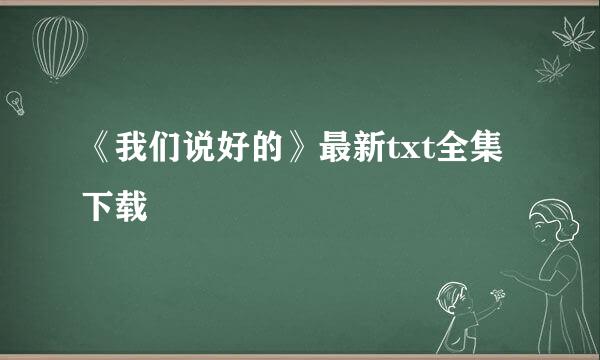 《我们说好的》最新txt全集下载