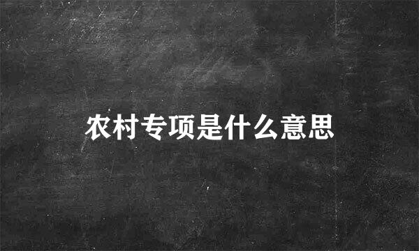 农村专项是什么意思