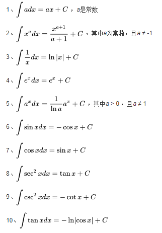 不定积分基本公式是什么？