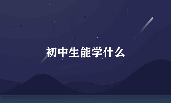 初中生能学什么