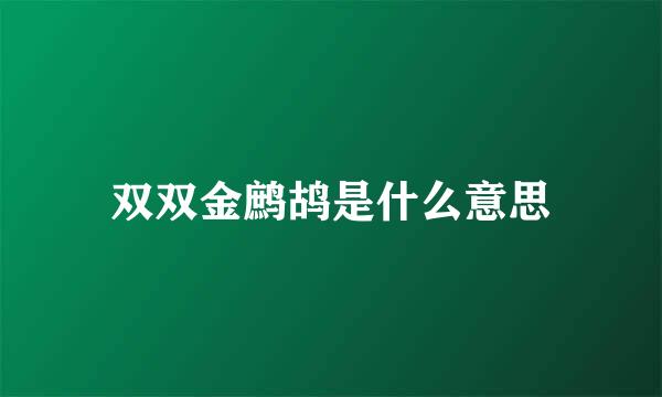 双双金鹧鸪是什么意思