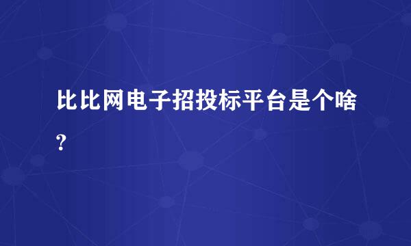 比比网电子招投标平台是个啥？