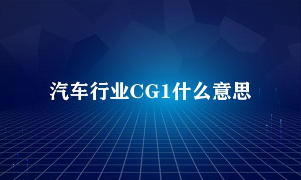 汽车行业CG1什么意思