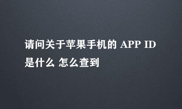 请问关于苹果手机的 APP ID 是什么 怎么查到