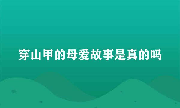 穿山甲的母爱故事是真的吗