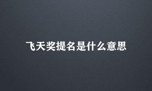 飞天奖提名是什么意思