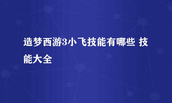 造梦西游3小飞技能有哪些 技能大全