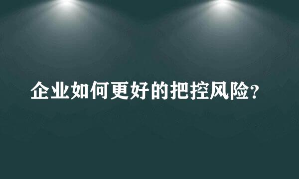 企业如何更好的把控风险？