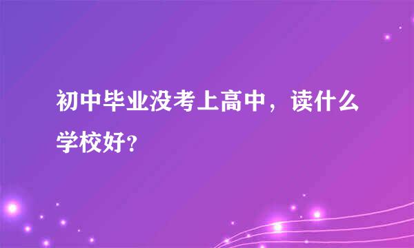 初中毕业没考上高中，读什么学校好？