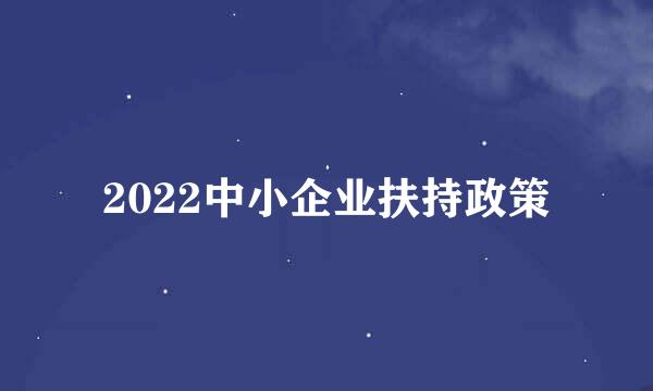 2022中小企业扶持政策