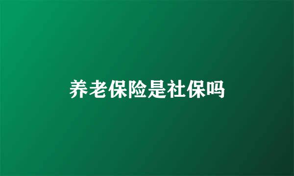 养老保险是社保吗