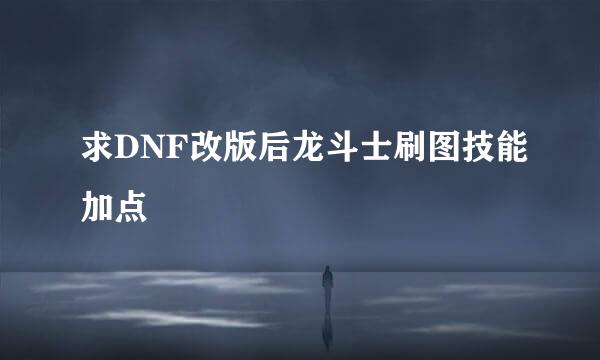 求DNF改版后龙斗士刷图技能加点