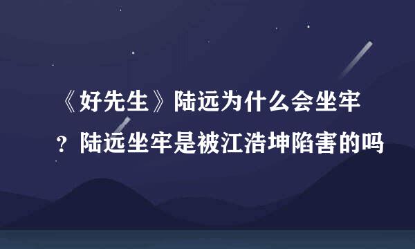 《好先生》陆远为什么会坐牢？陆远坐牢是被江浩坤陷害的吗