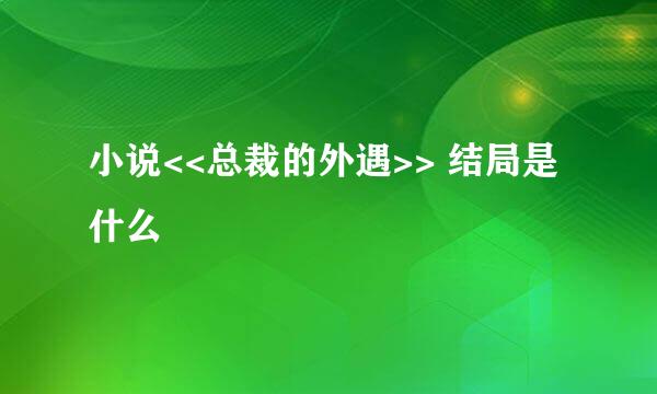 小说<<总裁的外遇>> 结局是什么