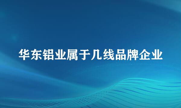 华东铝业属于几线品牌企业