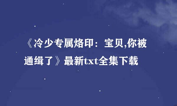 《冷少专属烙印：宝贝,你被通缉了》最新txt全集下载